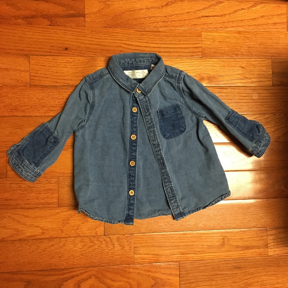 Zara baby boy 3-6 months chambray denim shirt